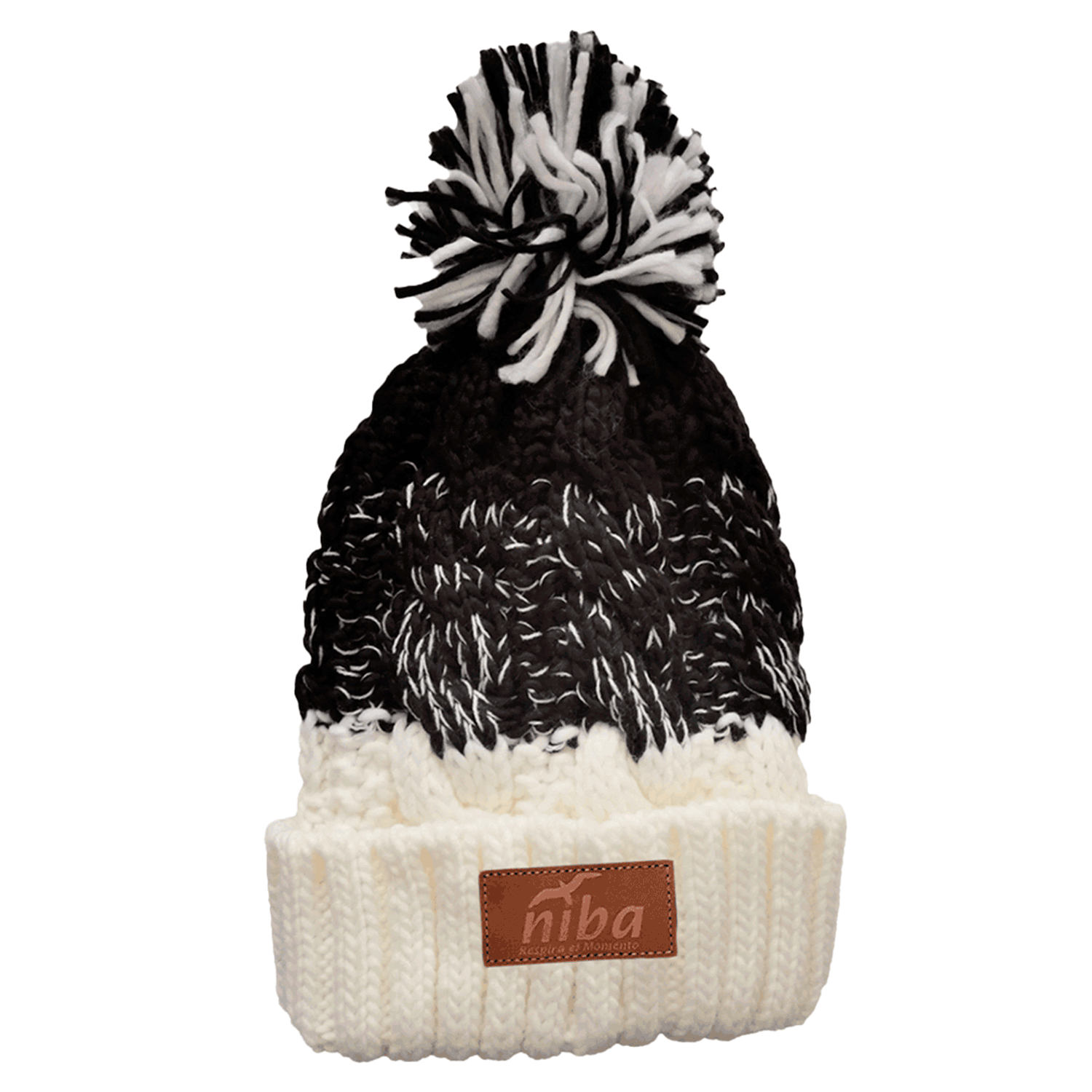 Gorro De Lana Radal Blanco / Negro Niba - imagen 2