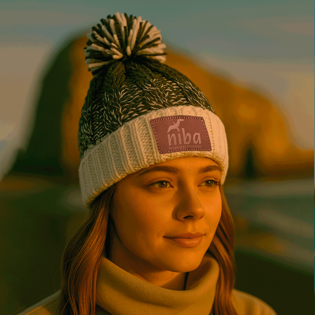 Gorro De Lana Radal Blanco Verde Niba - imagen 3