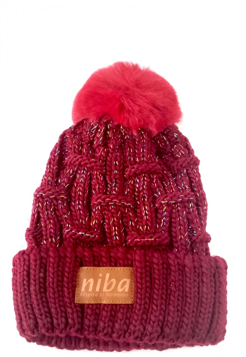 Gorro De Lana Lircay Burdeo Niba
