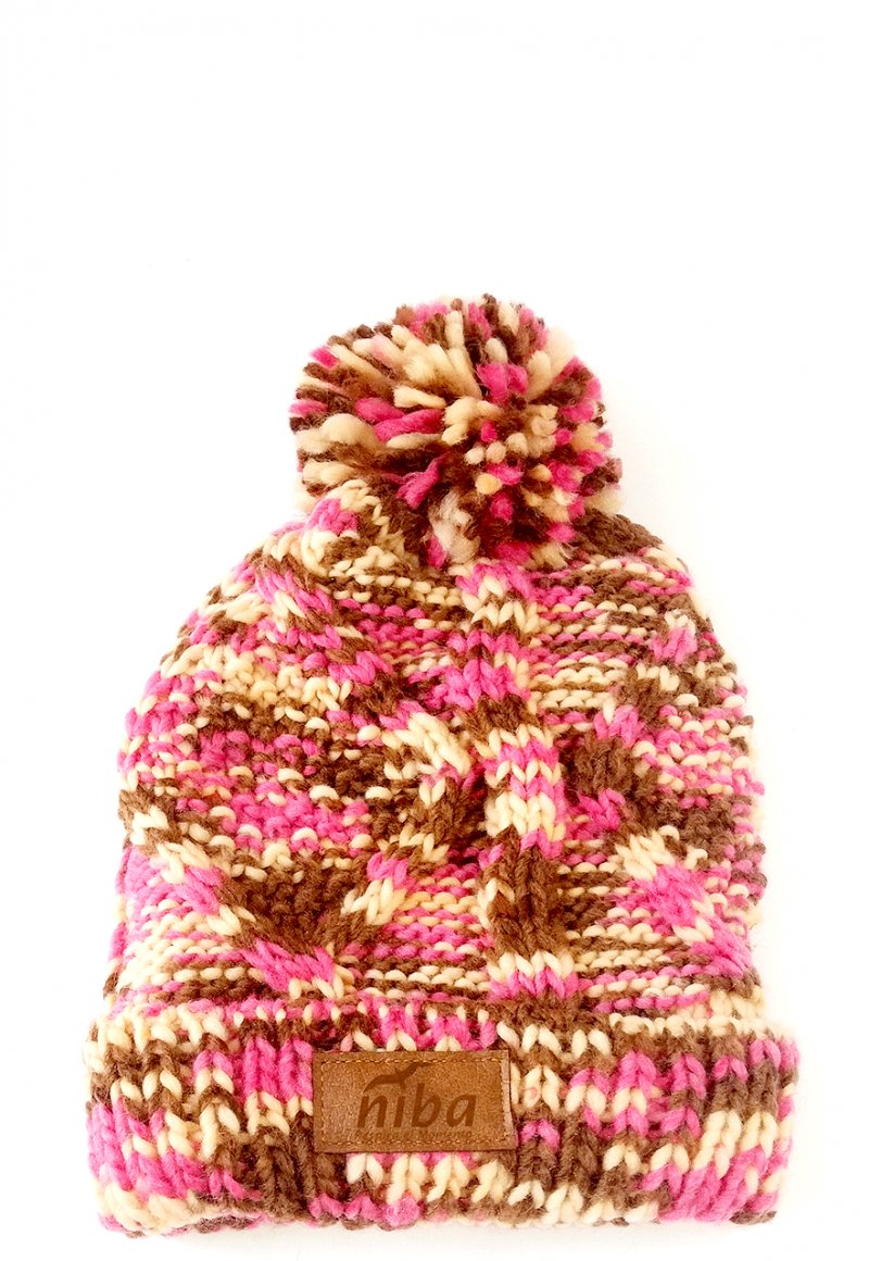 Gorro De Lana Camuflaje Café/Rosa Niba