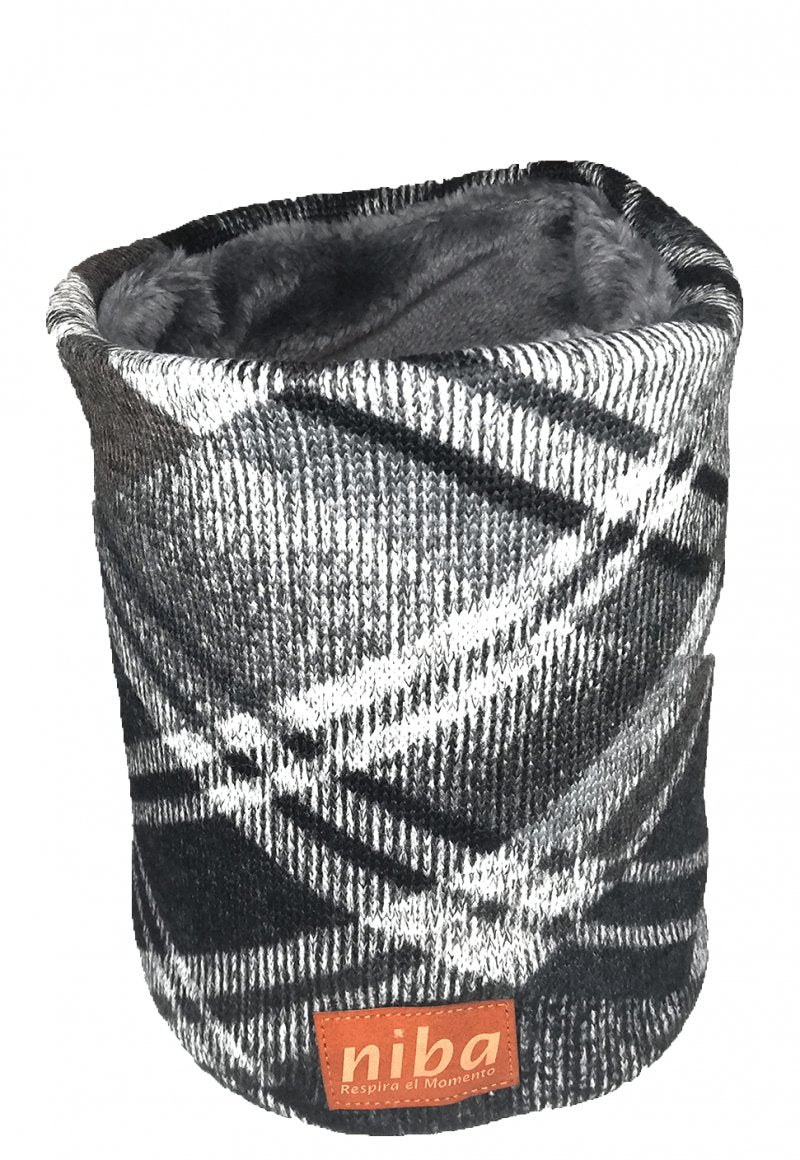 Bufanda De Lana Circular Gris/Negro Niba
