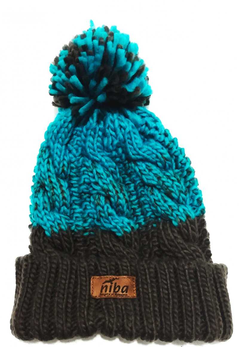 Gorro De Lana Radal Turquesa Café Niba