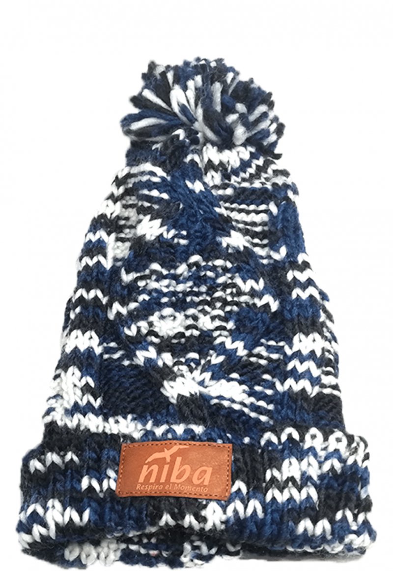 Gorro De Lana Camuflaje Azul Marino/Blanco Niba