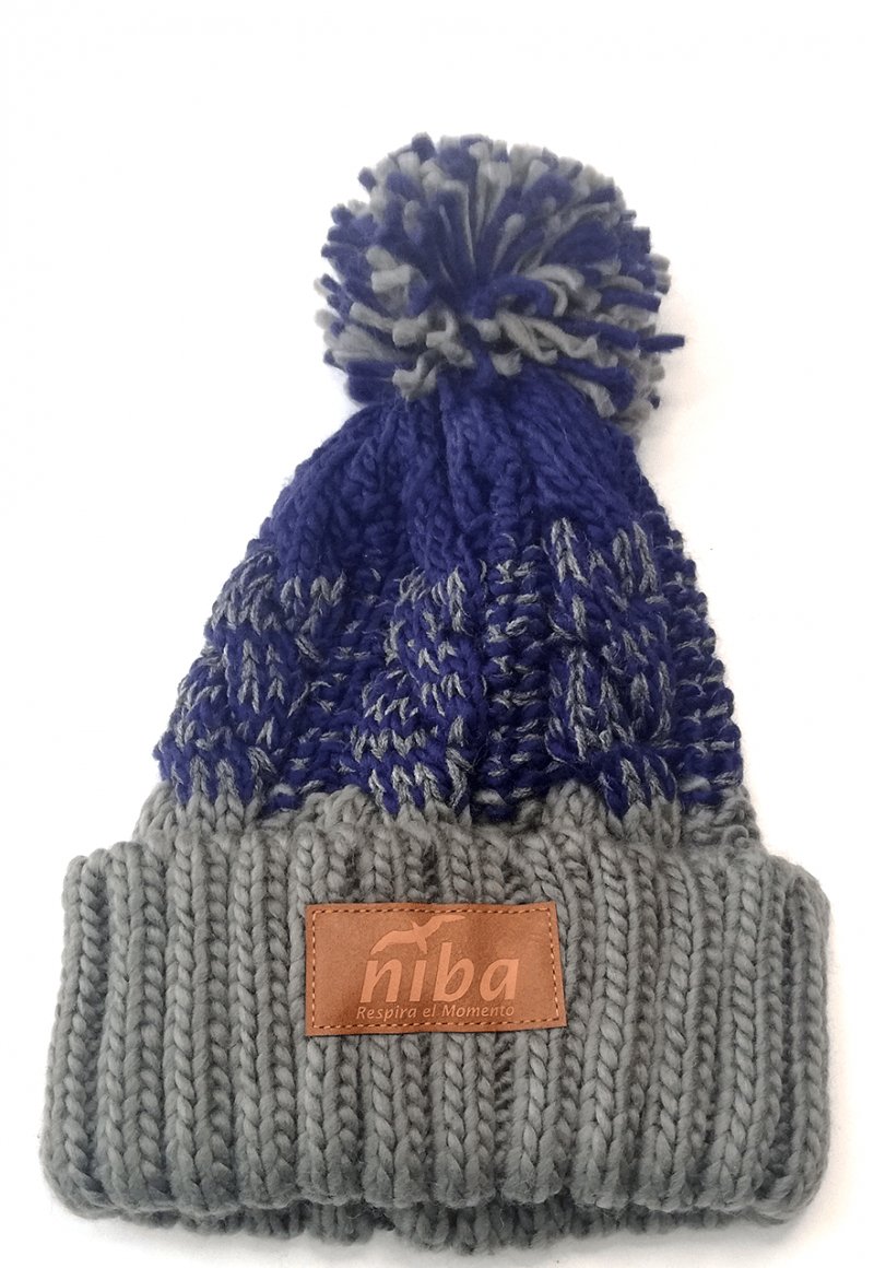 Gorro De Lana Radal Gris Azul Niba