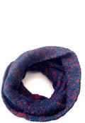 Bufanda De Lana Circular Azul Jaspeado Rojo Niba