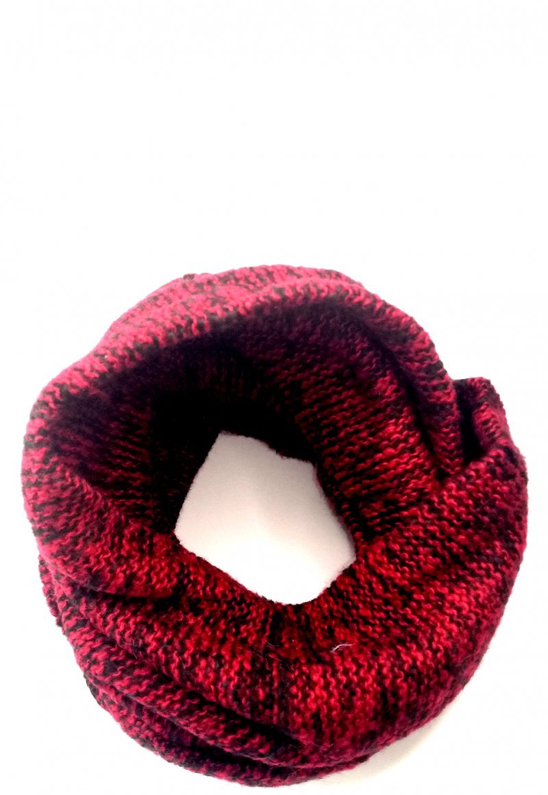 Bufanda De Lana Circular Jaspeado Rojo Niba