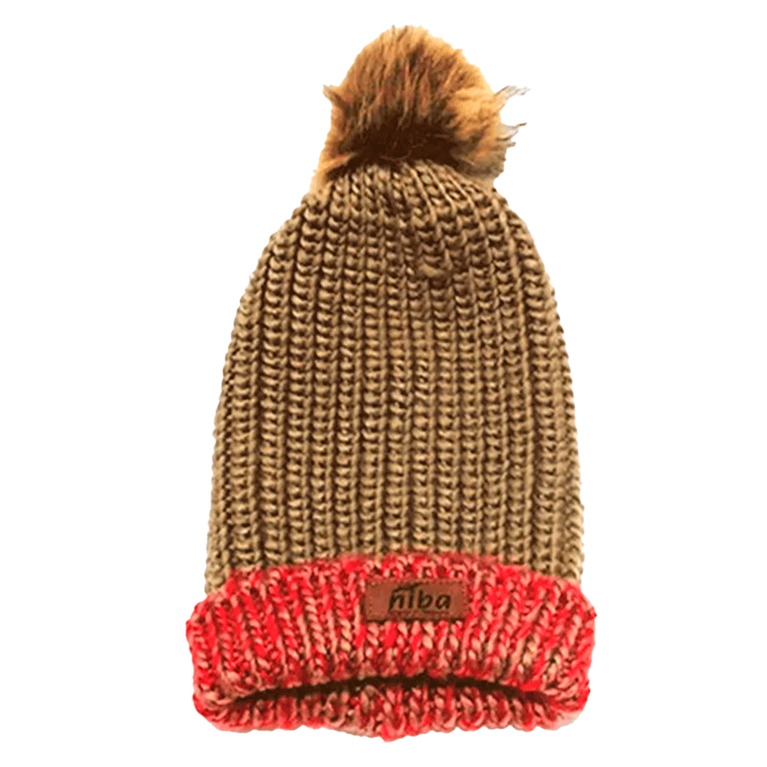 Gorro De Lana Enladrillado Ponpon Café Niba - imagen 2