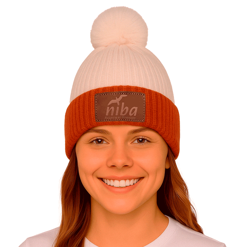 Gorro De Lana Gamuza Café/ Blanco Niba - imagen 3