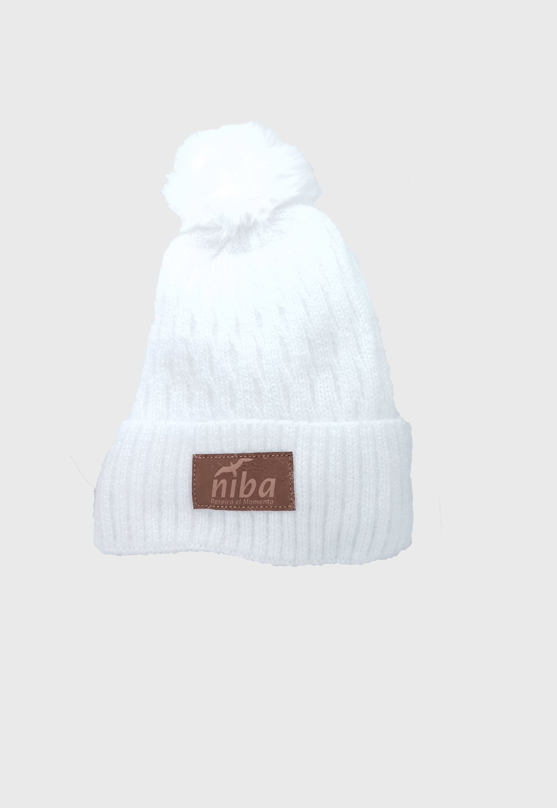 Gorro De Lana Enladrillado Blanco Niba