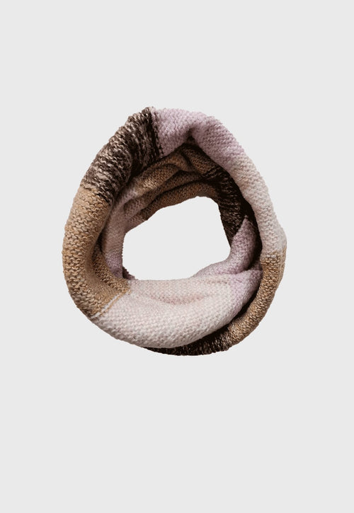 Bufanda De Lana Circular Multicolor Café Rosa Niba