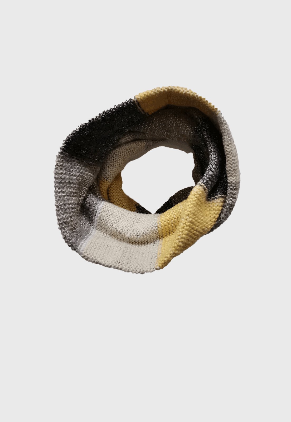 Bufanda De Lana Circular Multicolor Amarillo Gris Niba
