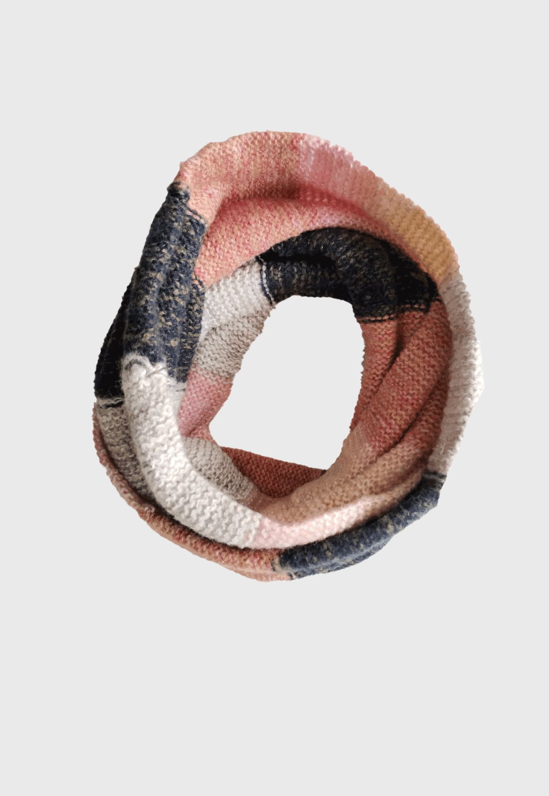 Bufanda De Lana Circular Multicolor Rosa Verde Niba