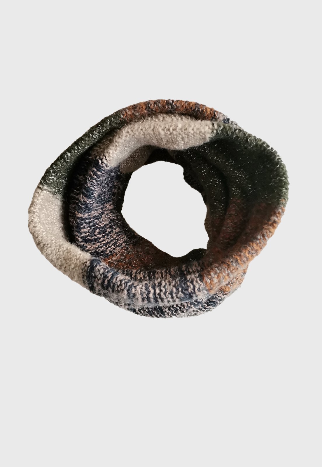 Bufanda De Lana Circular Multicolor Verde Musgo Niba