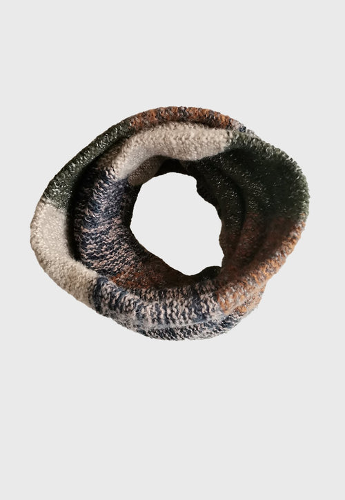 Bufanda De Lana Circular Multicolor Verde Musgo Niba