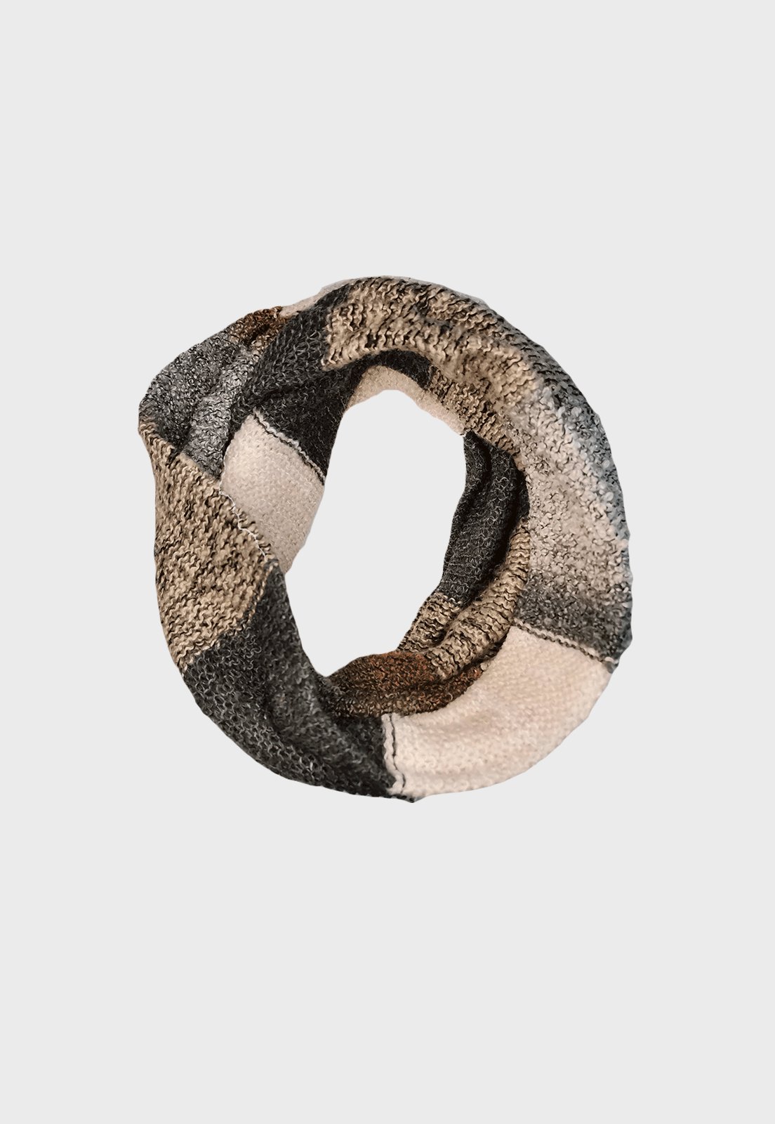 Bufanda De Lana Circular Gris Azul Beige Niba
