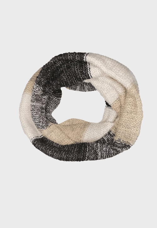 Bufanda De Lana Circular Multicolor Negro Blanco Niba