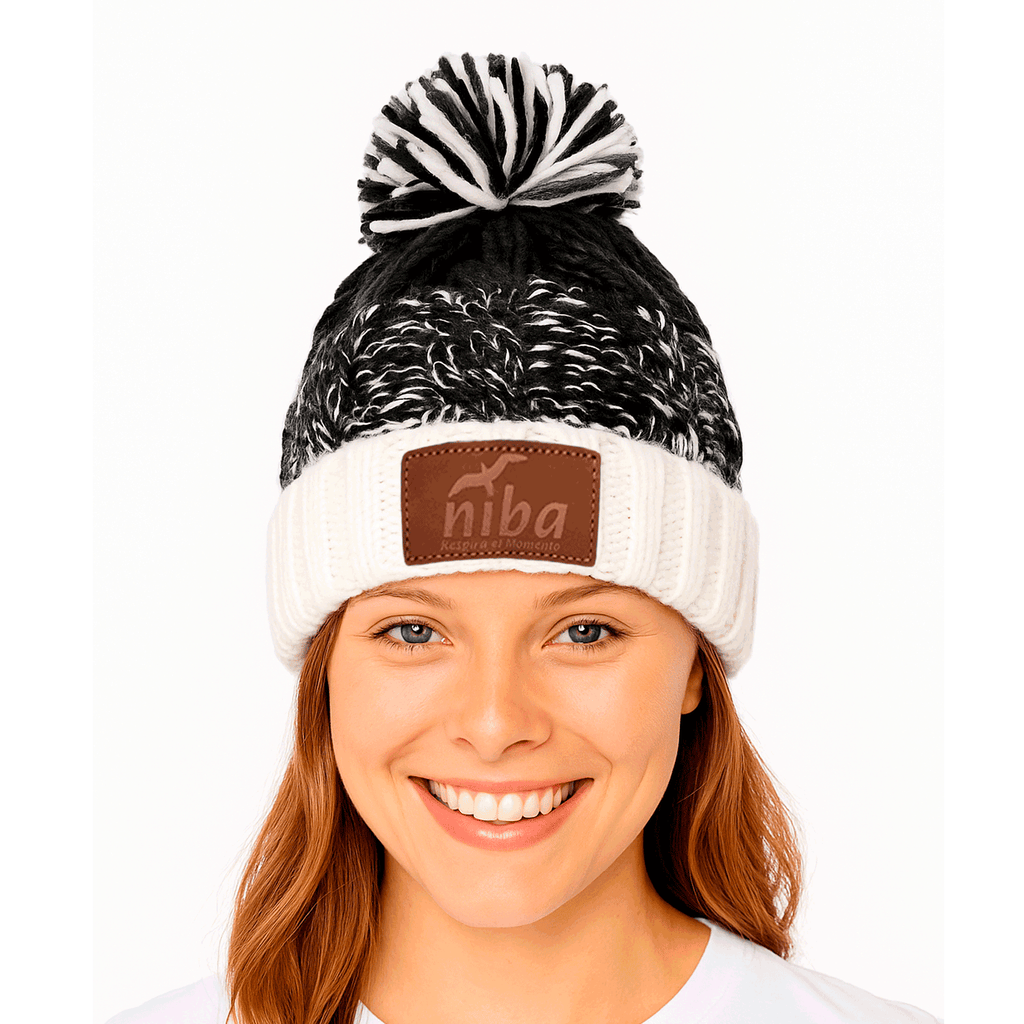 Gorro De Lana Radal Blanco / Negro Niba