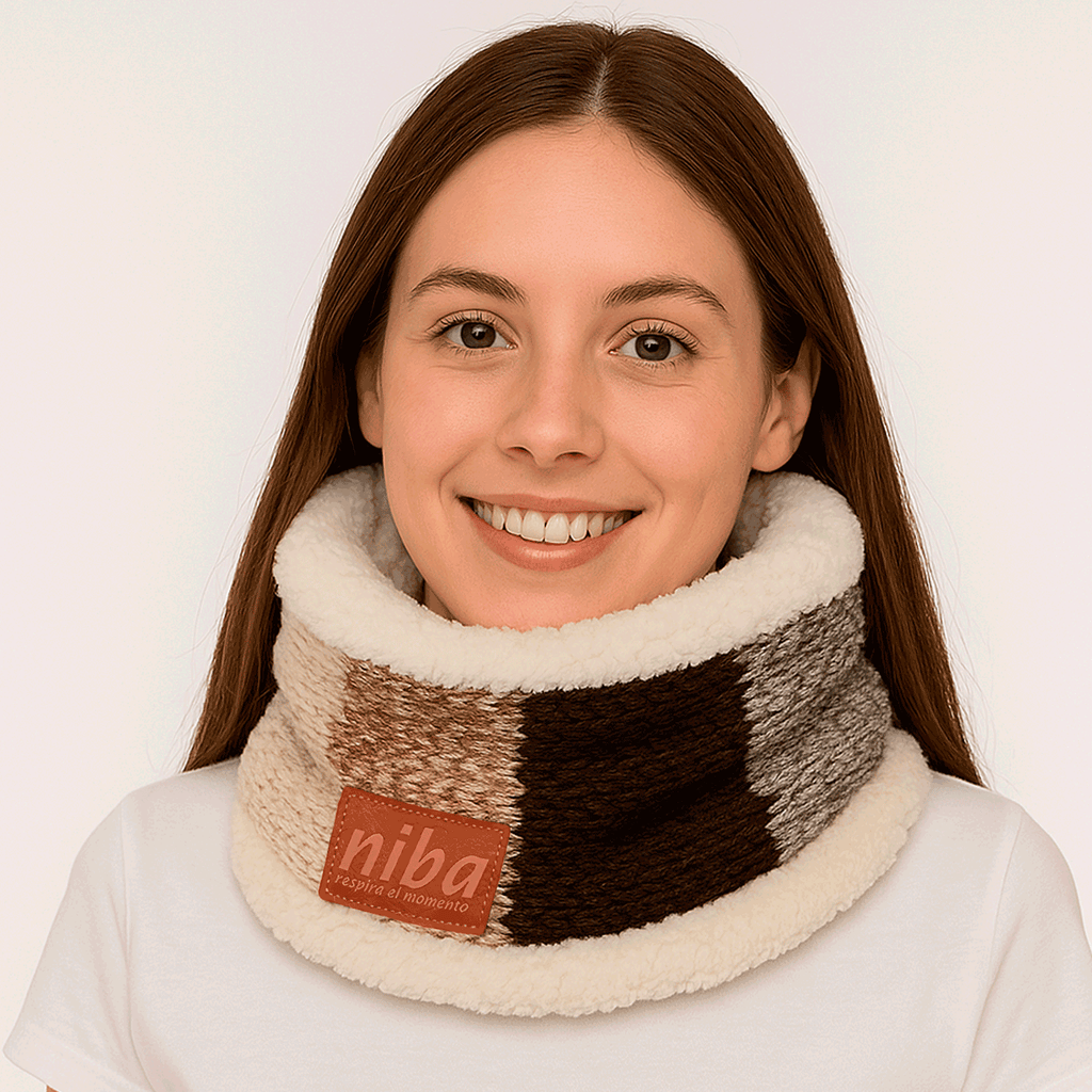 Bufanda Cuello De Lana Circular Café Niba