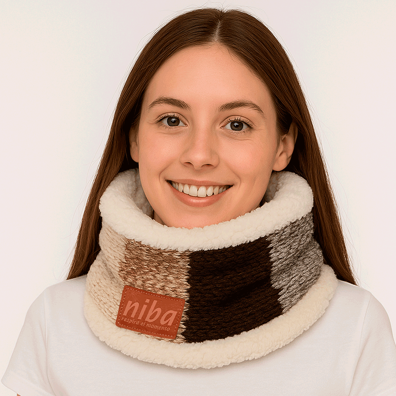 Bufanda Cuello De Lana Circular Café Niba