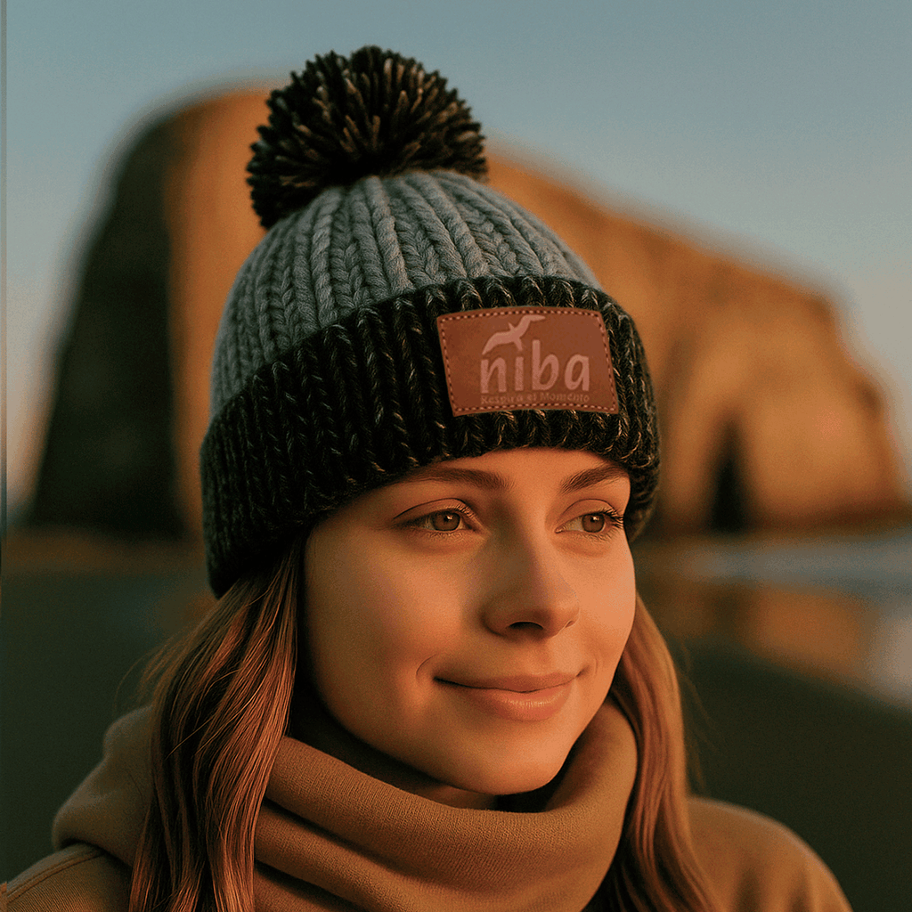 Gorro de lana Enladrillado Negro/Gris Niba - imagen 3