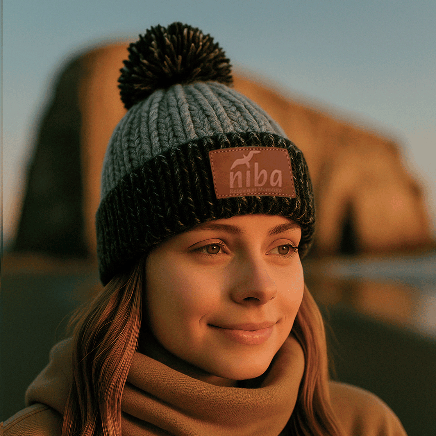 Gorro de lana Enladrillado Negro/Gris Niba - imagen 3