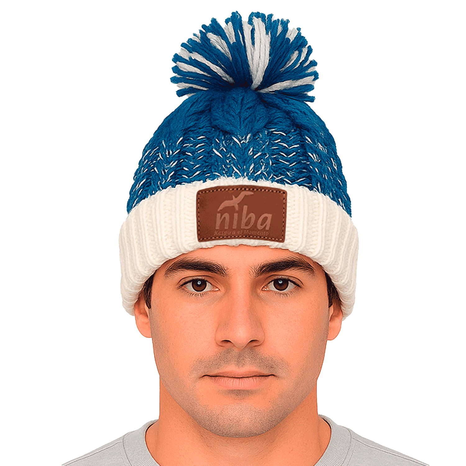 Gorro lana Hombre Radal Blanco Azul Niba - imagen 3