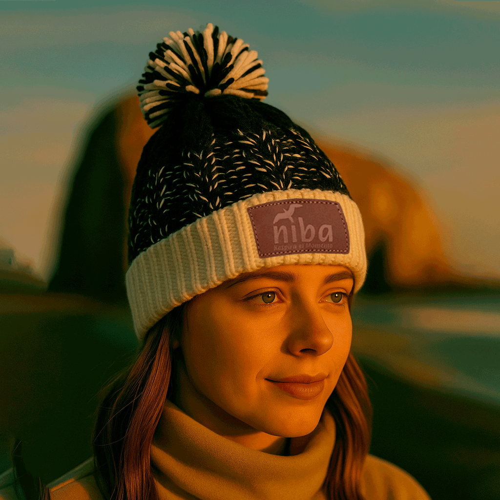 Gorro De Lana Radal Blanco Azul Marino Niba - imagen 3