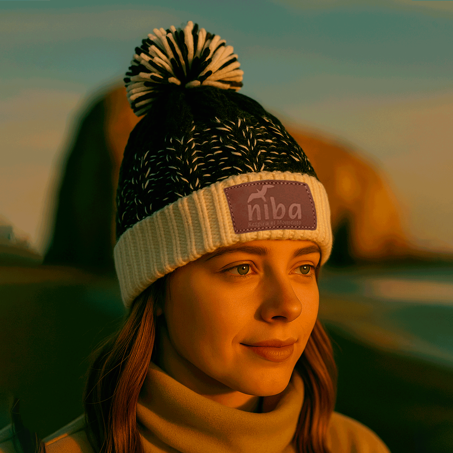 Gorro De Lana Radal Blanco Azul Marino Niba - imagen 3