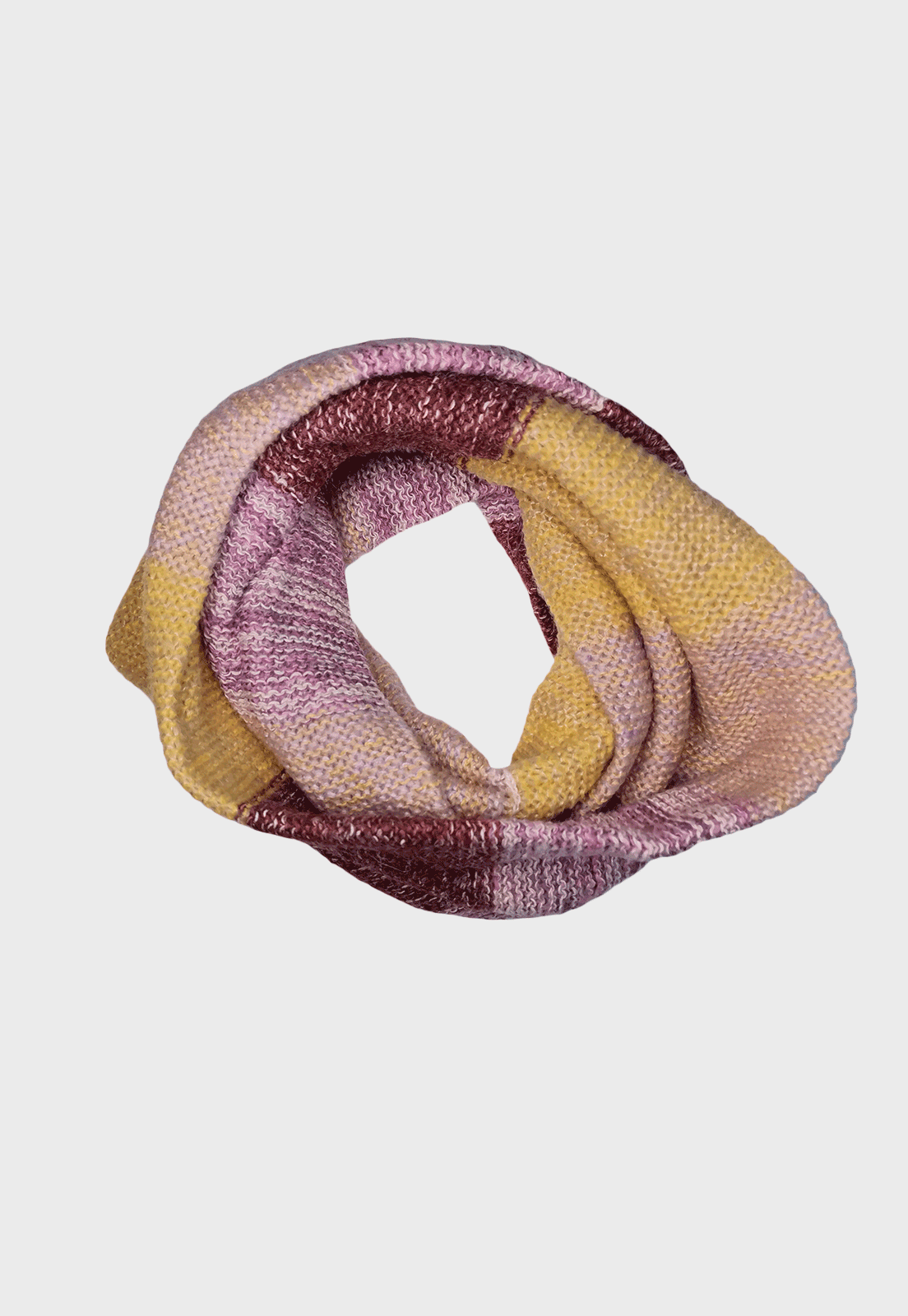 Bufanda De Lana Circular Amarillo Burdeo Rosa Niba
