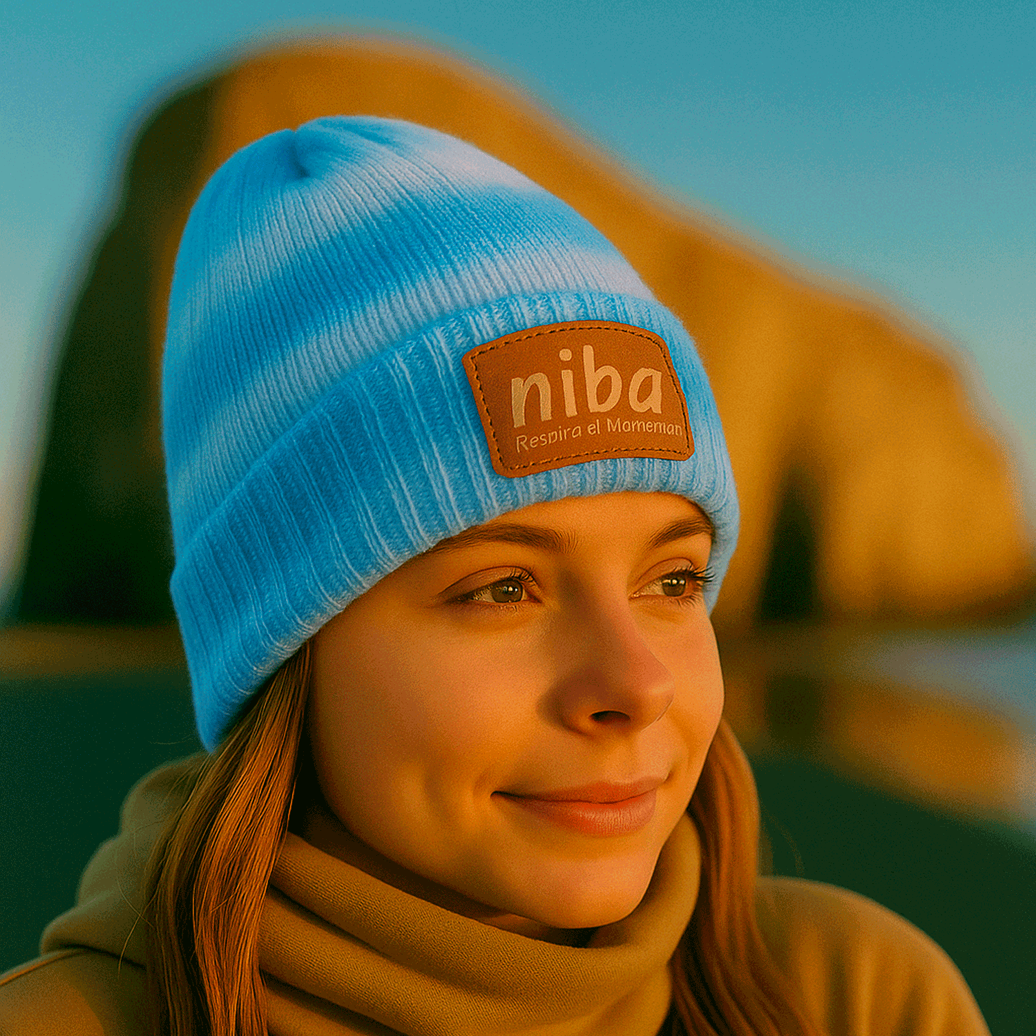 Gorro De Lana Arcoiris Azul/rosa Niba