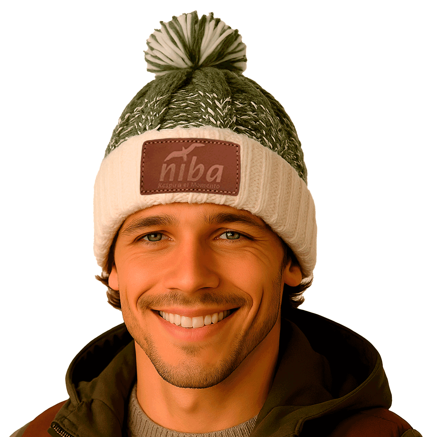Gorro lana Hombre Radal Blanco Verde Petroleo Niba
