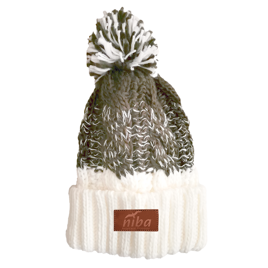 Gorro De Lana Radal Blanco Verde Niba - imagen 2
