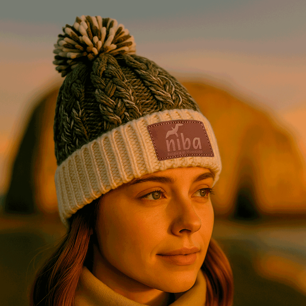 Gorro De Lana Radal Blanco / Gris Niba - imagen 2