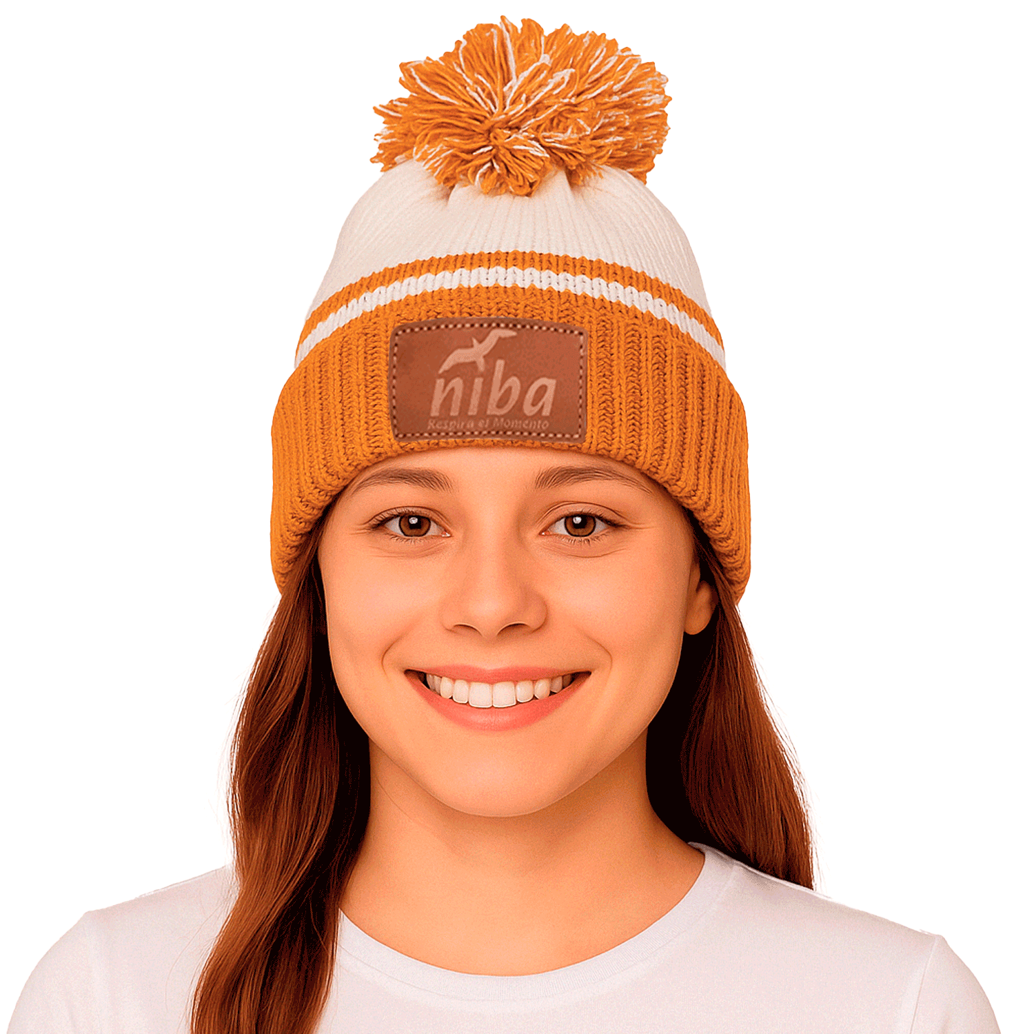 Gorro De Lana Laguna Dial Mostaza/Blanco Niba