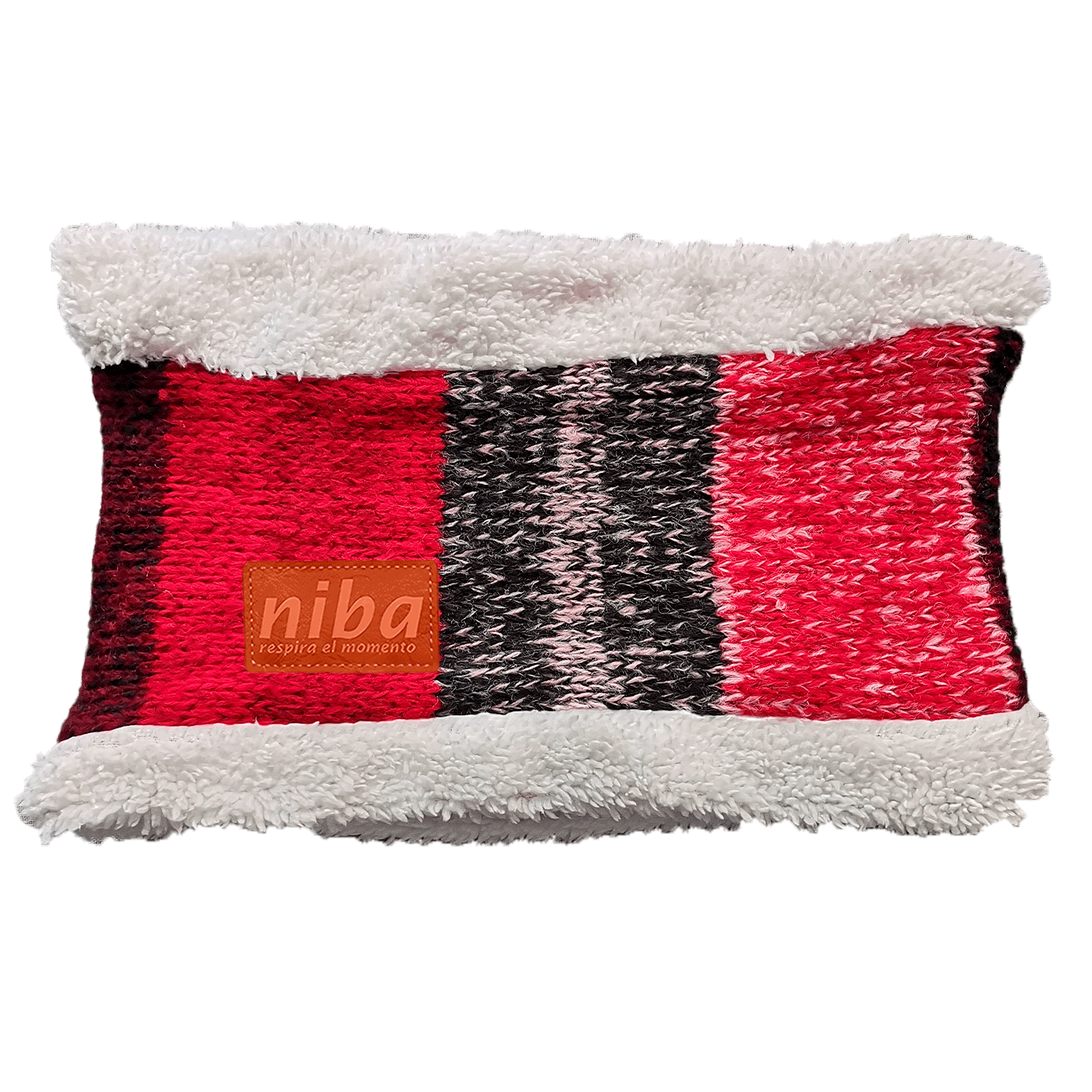 Bufanda Cuello De Lana Circular Rojo Negro Niba
