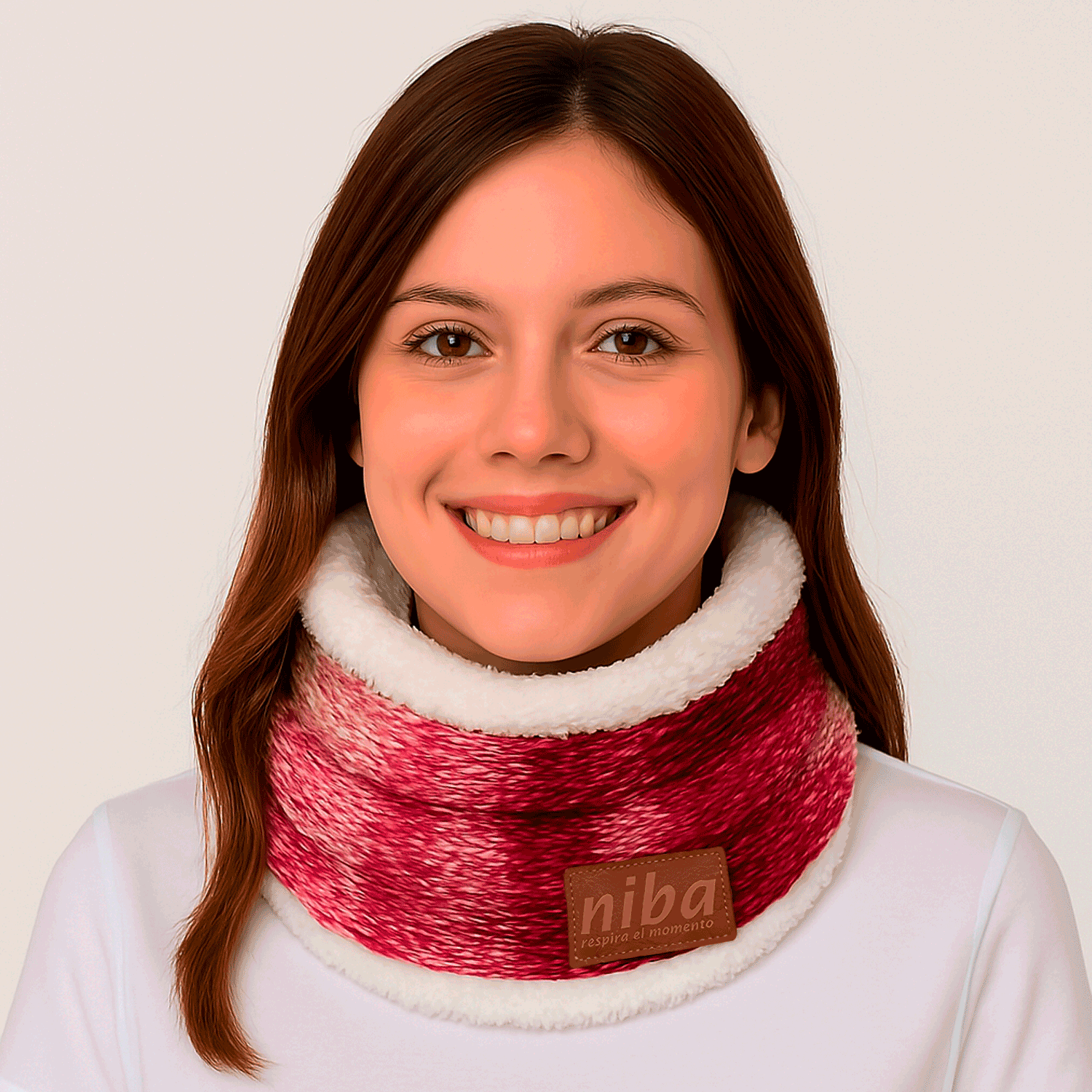 Bufanda Cuello De Lana Circular Rosa Niba
