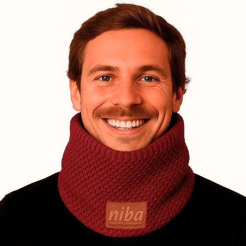 Bufanda Hombre Circular Burdeo Niba