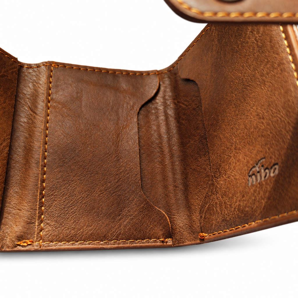 Billetera Niba Compacta Café con Tarjetero  Automático