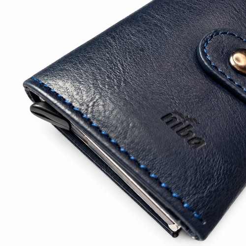 Billetera Niba Compacta Azul Marino con Tarjetero Automático