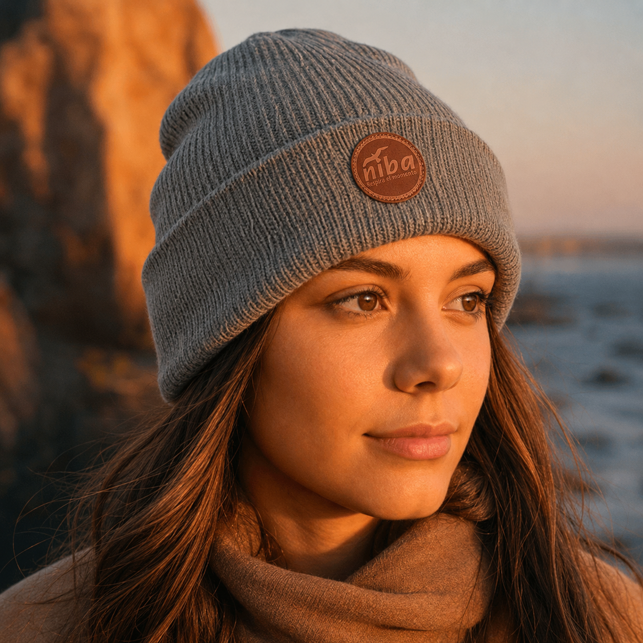 Gorro De Lana Mujer Laguna Torca Gris Niba