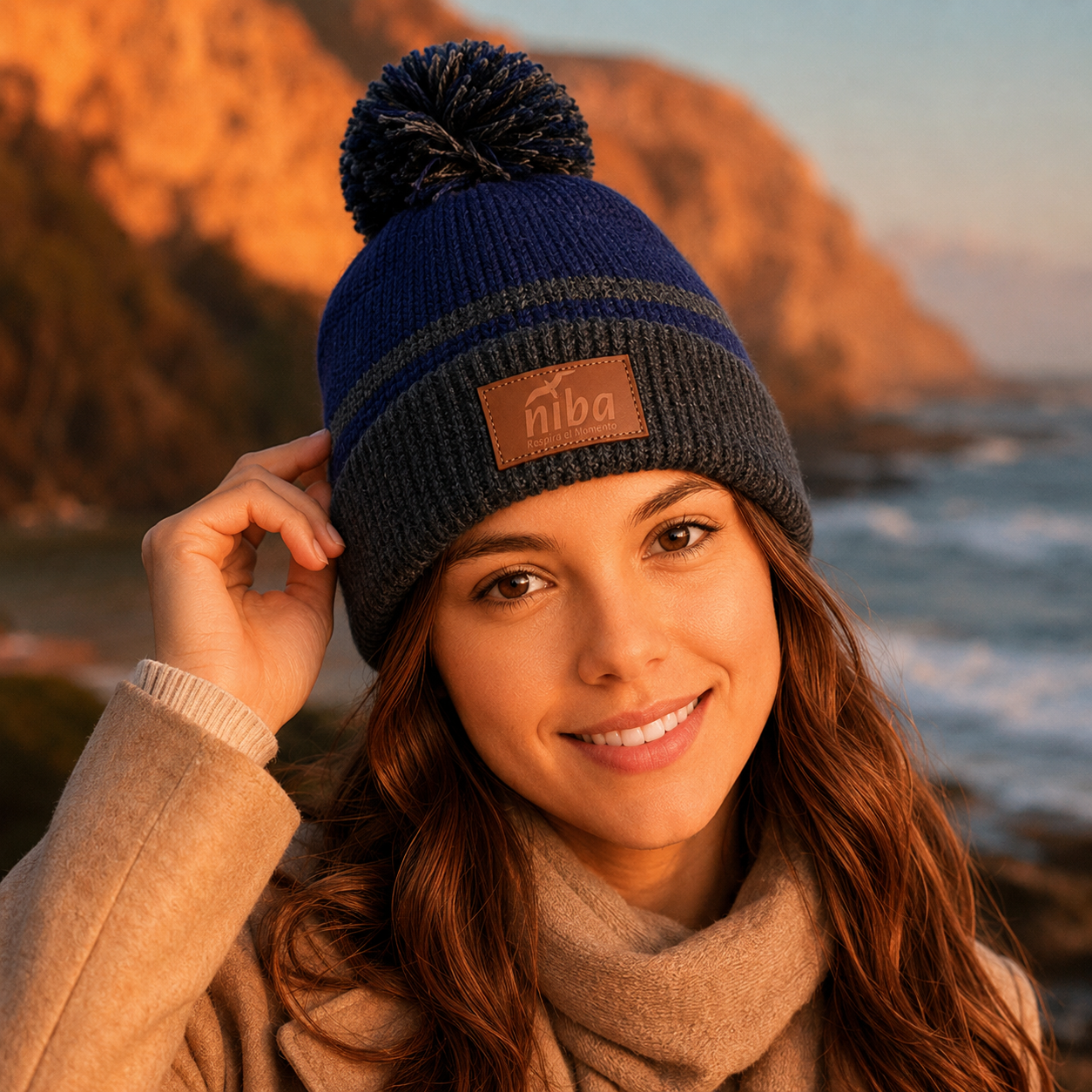 Gorro De Lana Laguna Dial Gris / Azul Niba