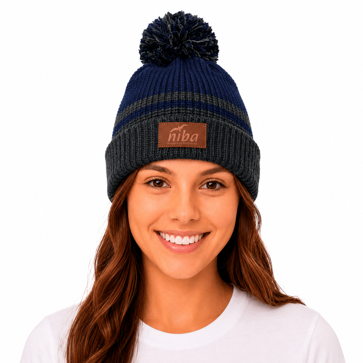 Gorro De Lana Laguna Dial Gris / Azul Niba
