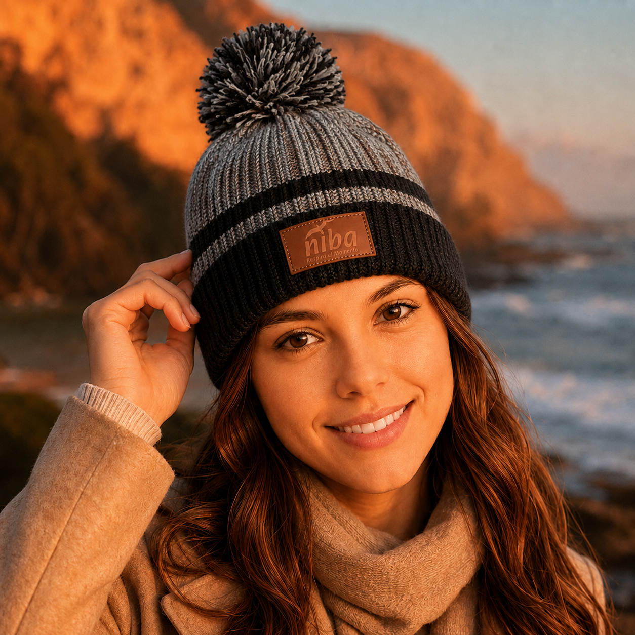 Gorro De Lana Laguna Dial Negro Gris Niba