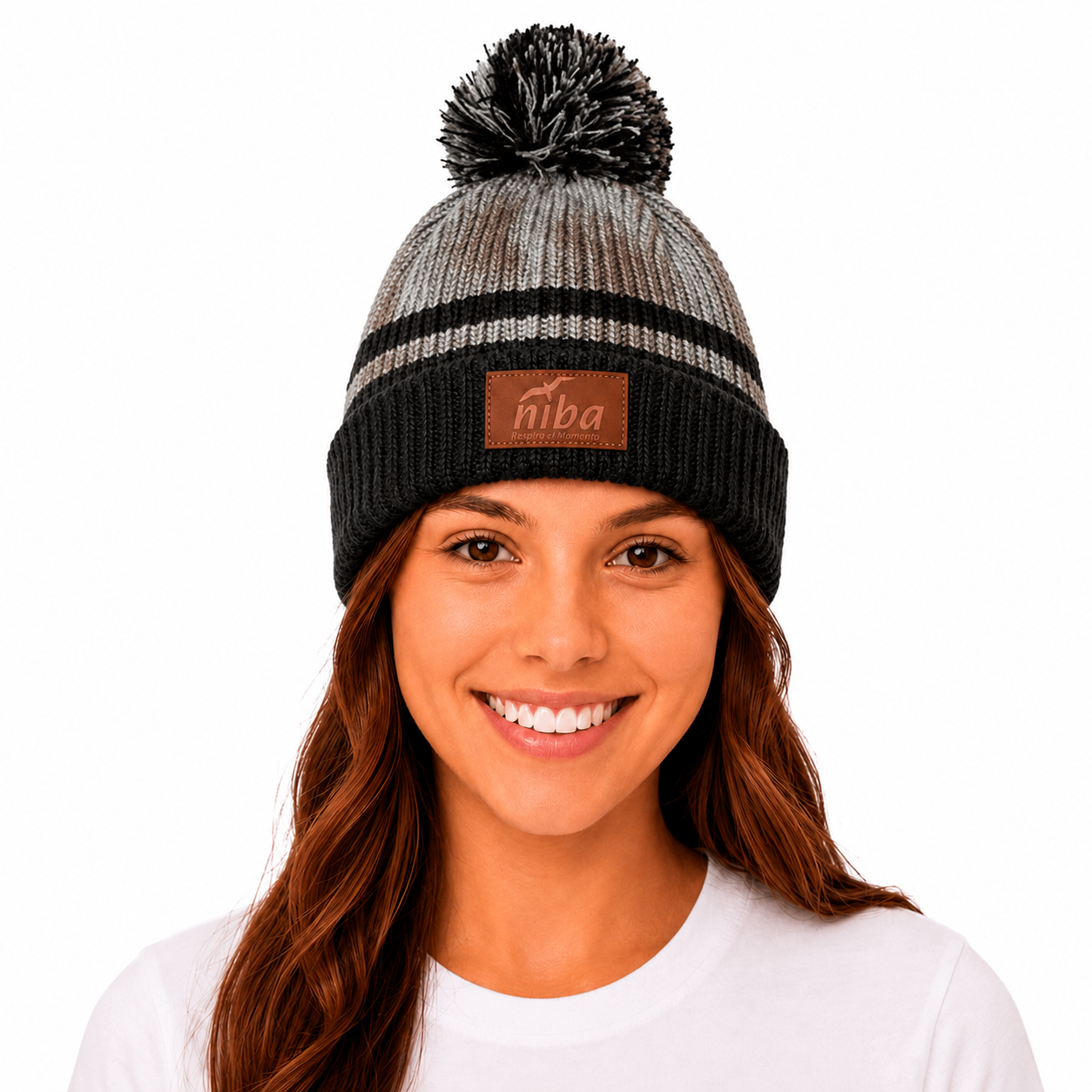 Gorro De Lana Laguna Dial Negro Gris Niba