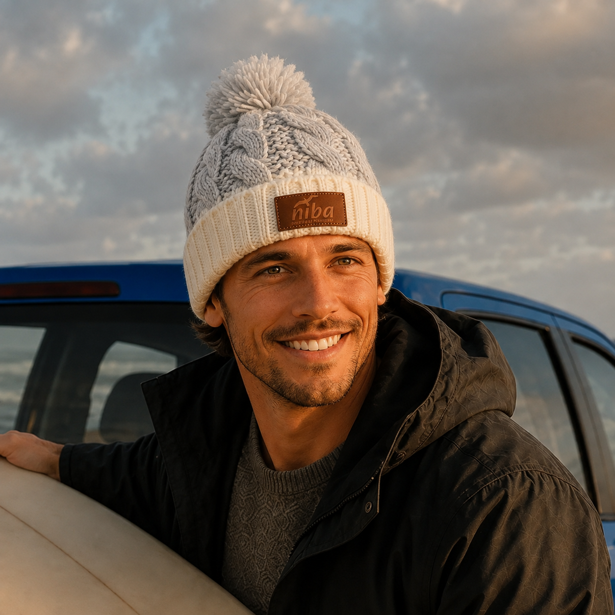 Gorro lana Hombre Radal Blanco Gris Claro Niba