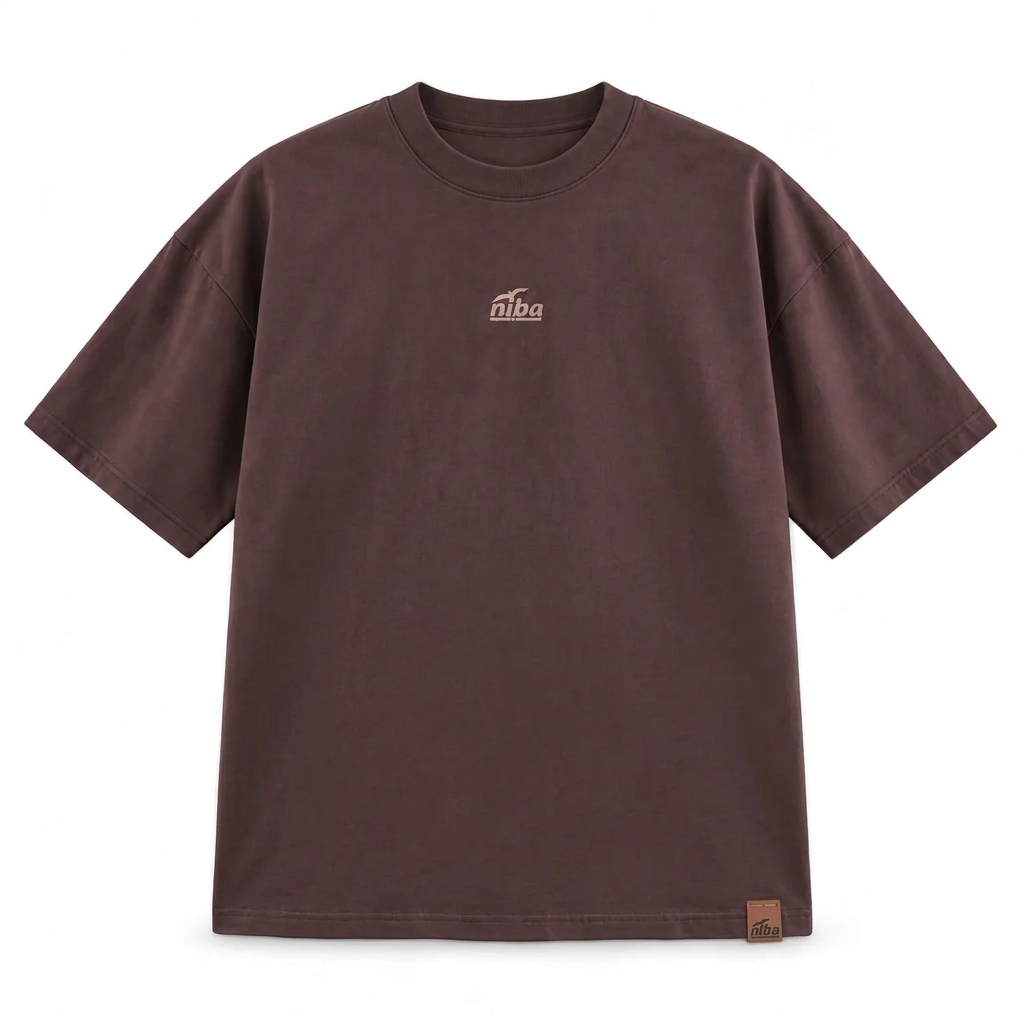 Polera Manga Corta Hombre Oversize Quirilluca Café Niba