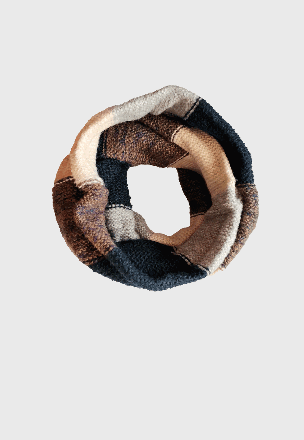 Bufanda De Lana Circular Azul Celestes Beige Niba - imagen 2