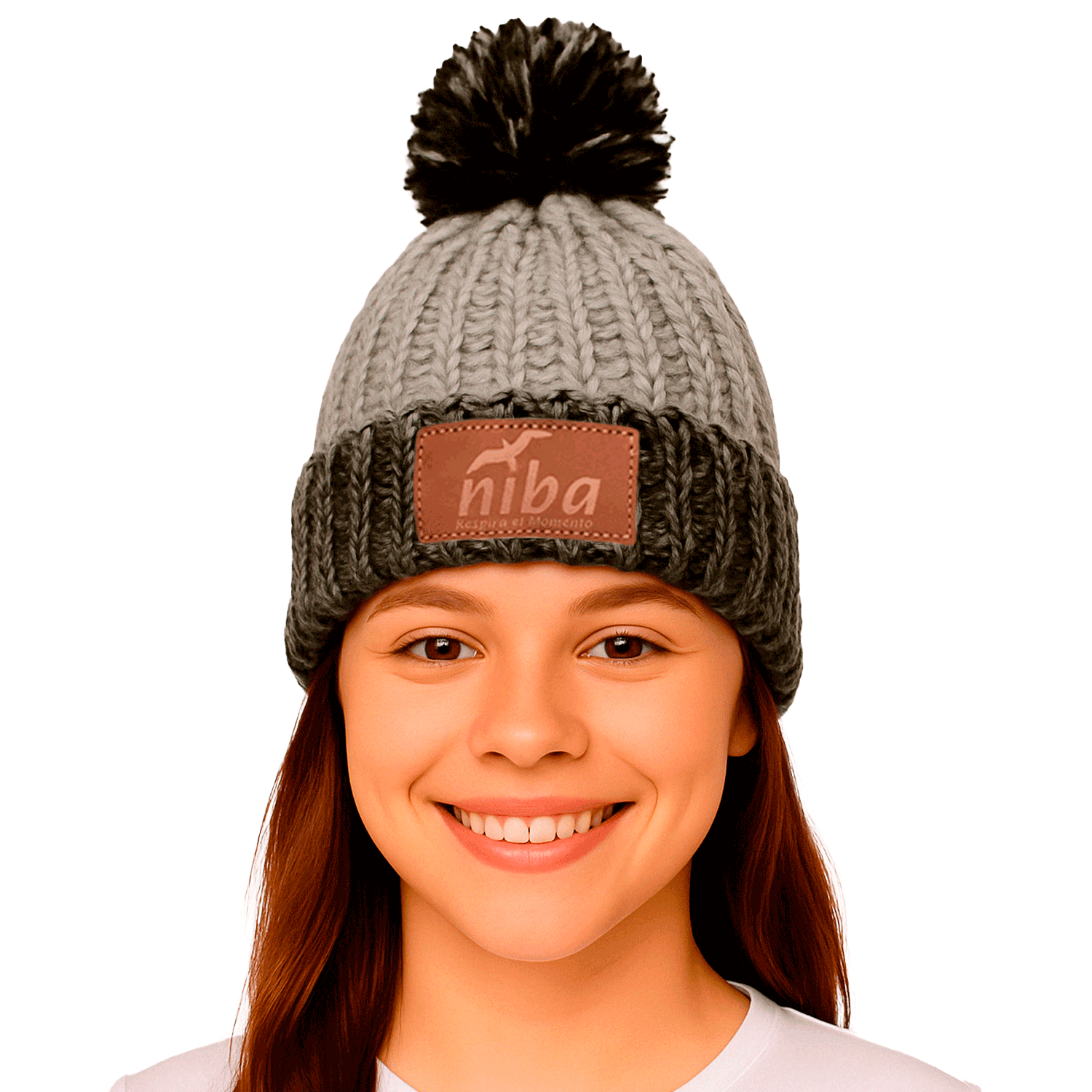 Gorro de lana Enladrillado Negro/Gris Niba