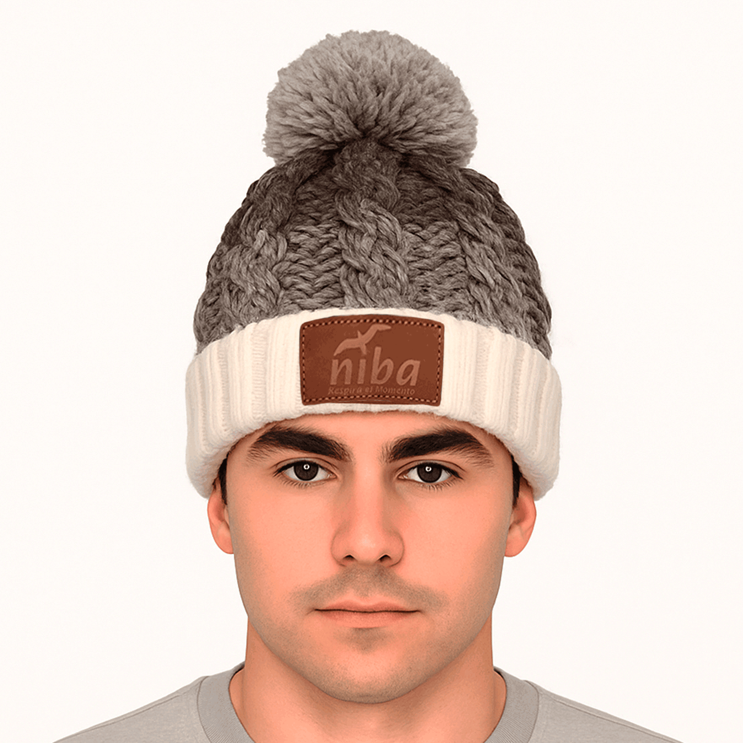 Gorro lana Hombre Radal Blanco Gris Oscuro Niba - imagen 3