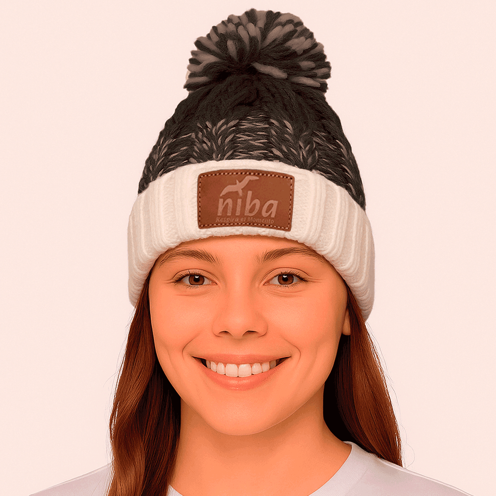 Gorro De Lana Radal Blanco / Gris Niba